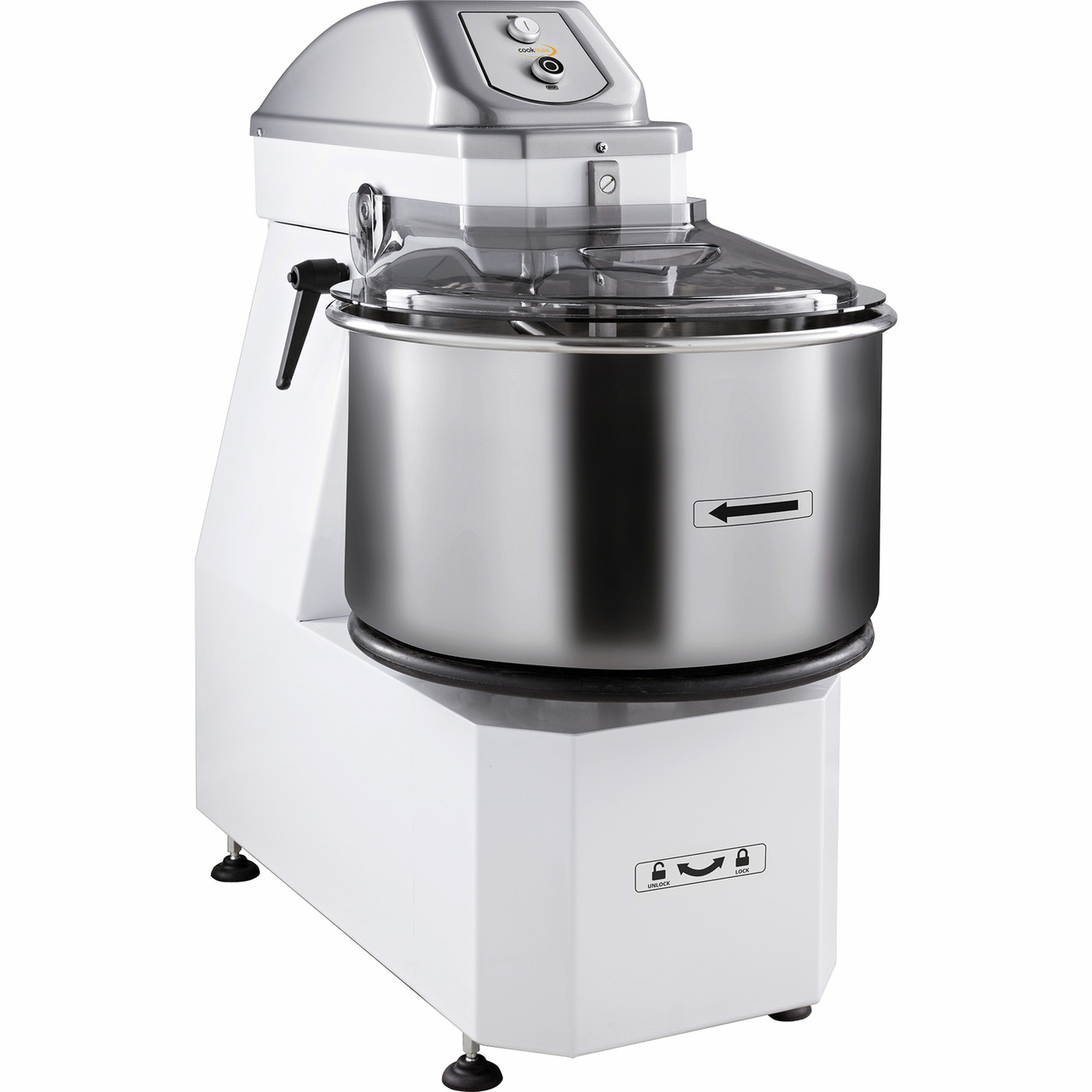 Teigkneter für 38 kg / 42 l, mit anhebbarem Kopf + herausnehmbarer Wanne