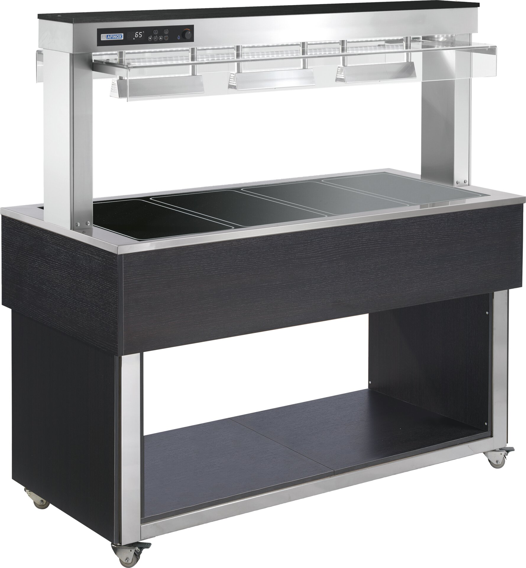 Büfett-Insel Ceranplatte beheizt 2144 mm GN 6/1 Vollverkleidung Wenge