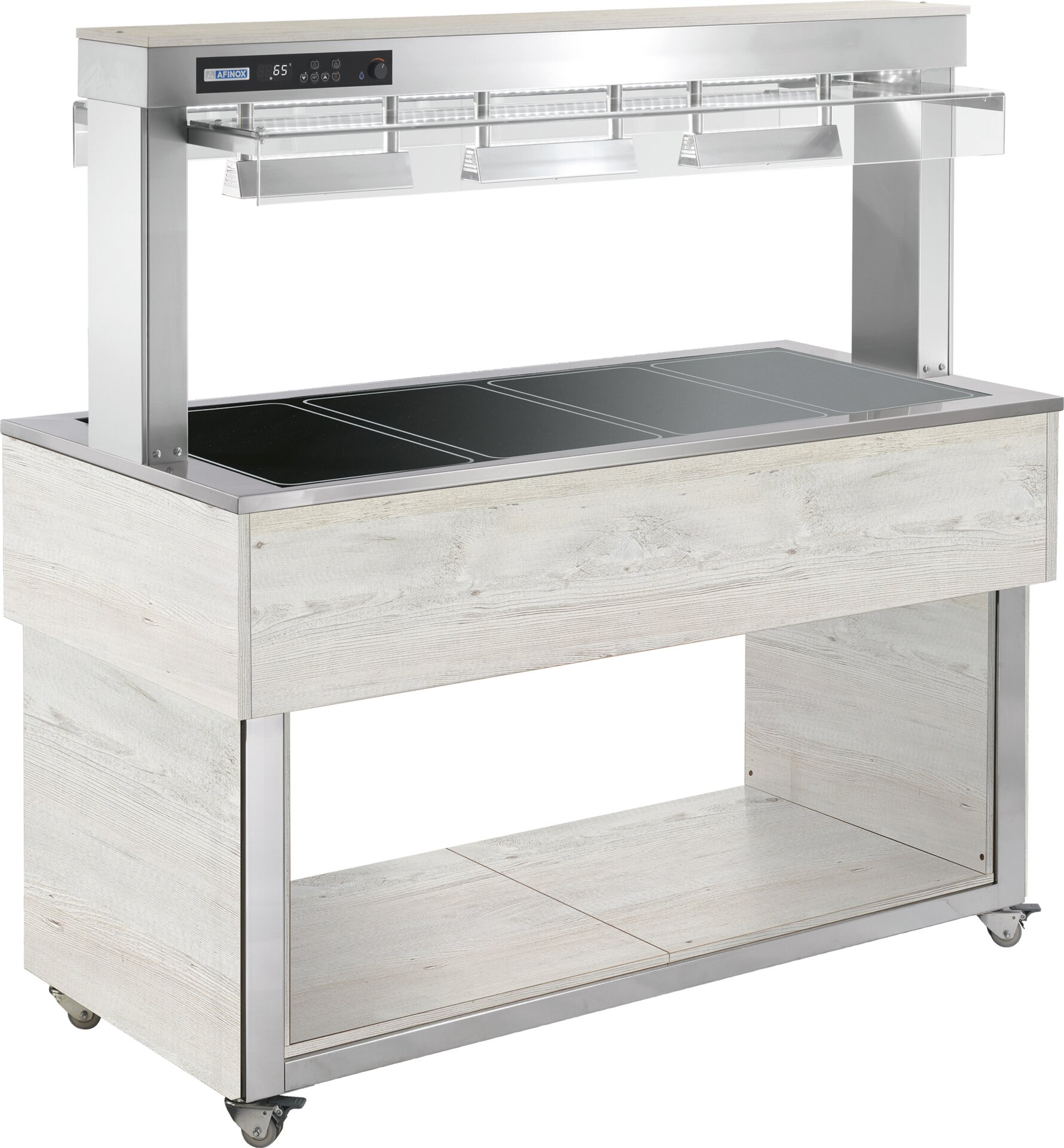 Büfett-Insel Ceranplatte beheizt 1169 mm GN 3/1 Vollverkleidung Hemlock