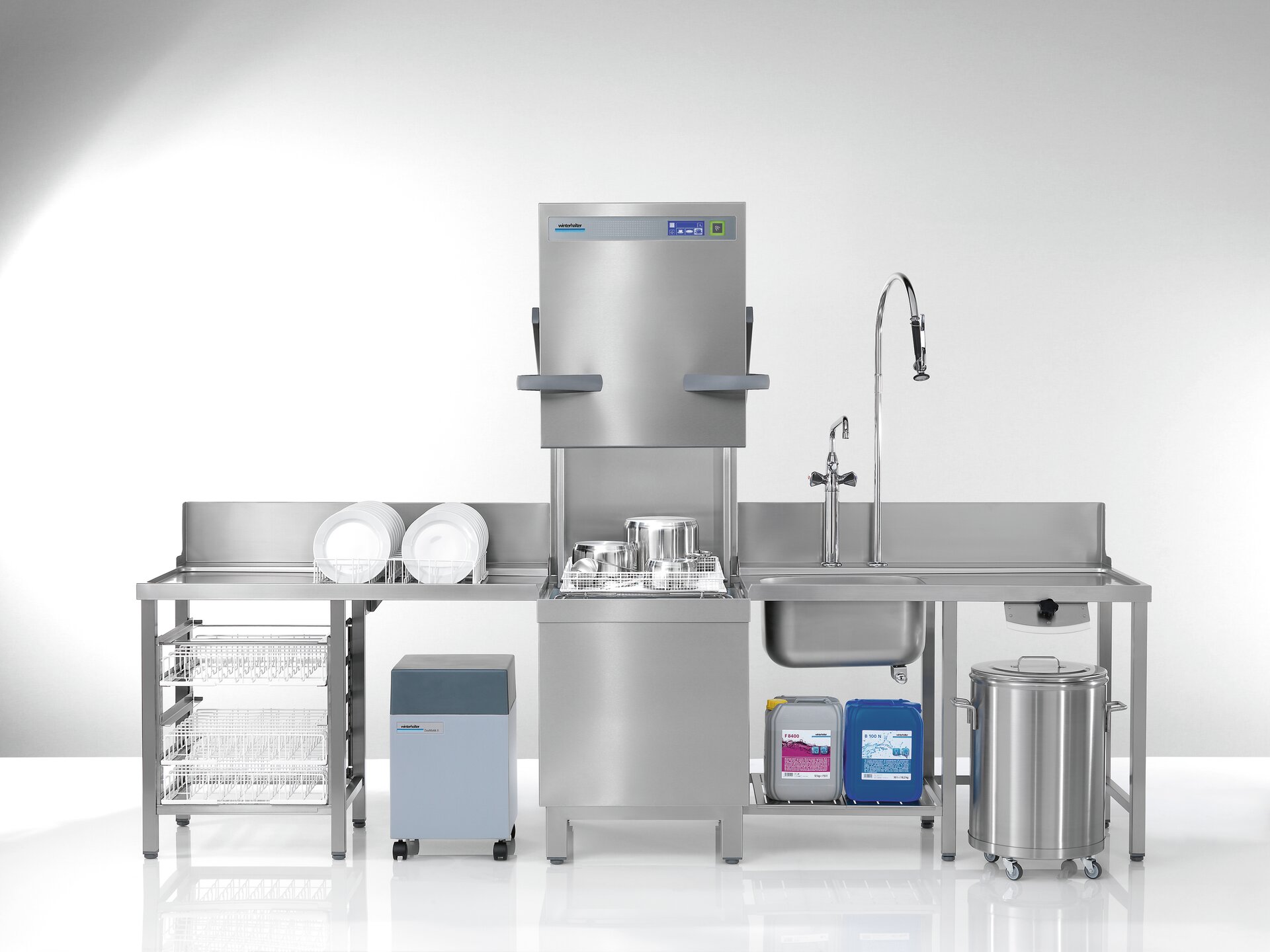 Durchschubspülmaschine PT-M / 500 x 500 mm / mit Enthärter + Sauglanzen