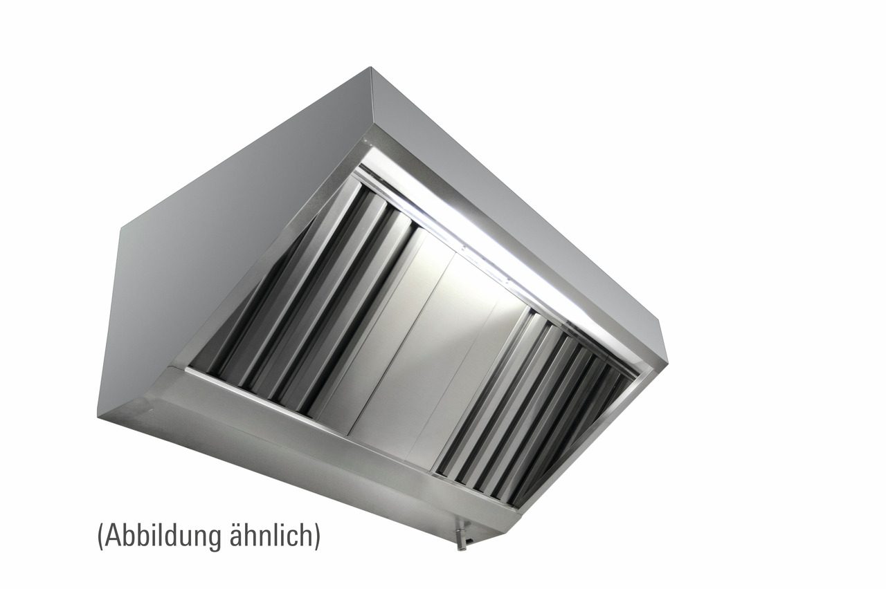 Wandhaube in Schrägform mit Ventilator und Regler, 2200 x 700 x 450 mm, Typ A