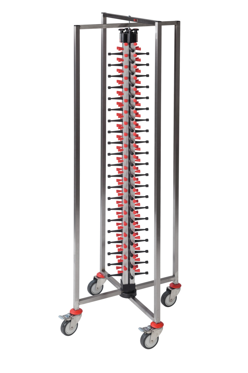 Tellerstapelsystem PLATE MATE, fahrbar und faltbar, bis 84 Teller / H=1900 mm