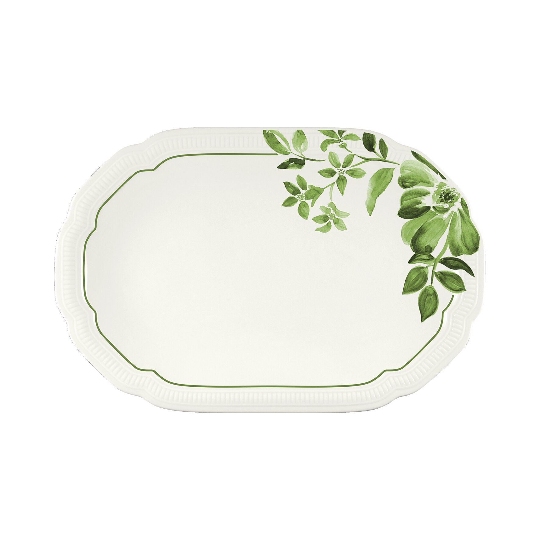 Floral Charm, Coupplatte oval mit Relief 239 x 158 mm green
