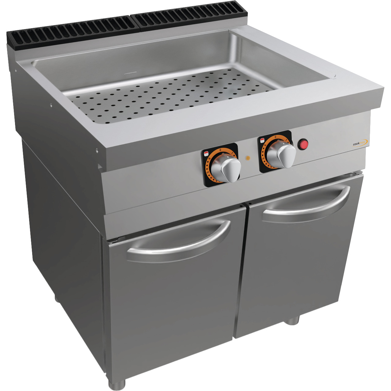 Elektro-Bain-Marie, 2 x GN 1/3 + 2 x GN 1/1, mit Unterbau mit Türen