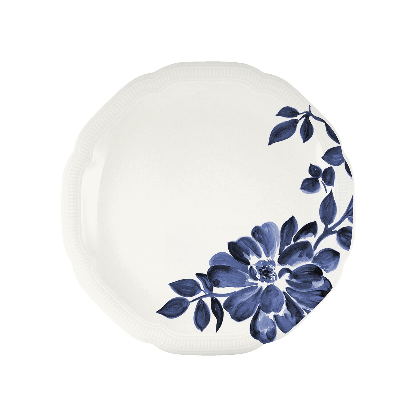 Floral Charm, Coupteller flach rund mit Relief ø 212 mm blue