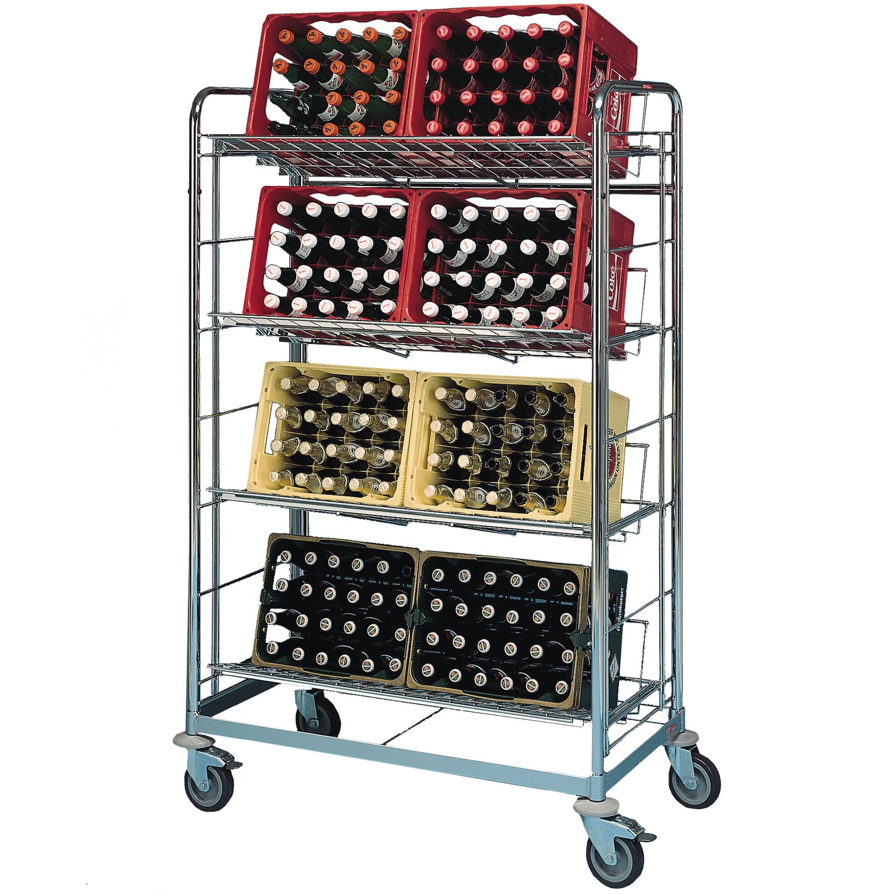 Getränkewagen für 8 Kisten / fahrbar / Auflagerost 940 x 390 mm