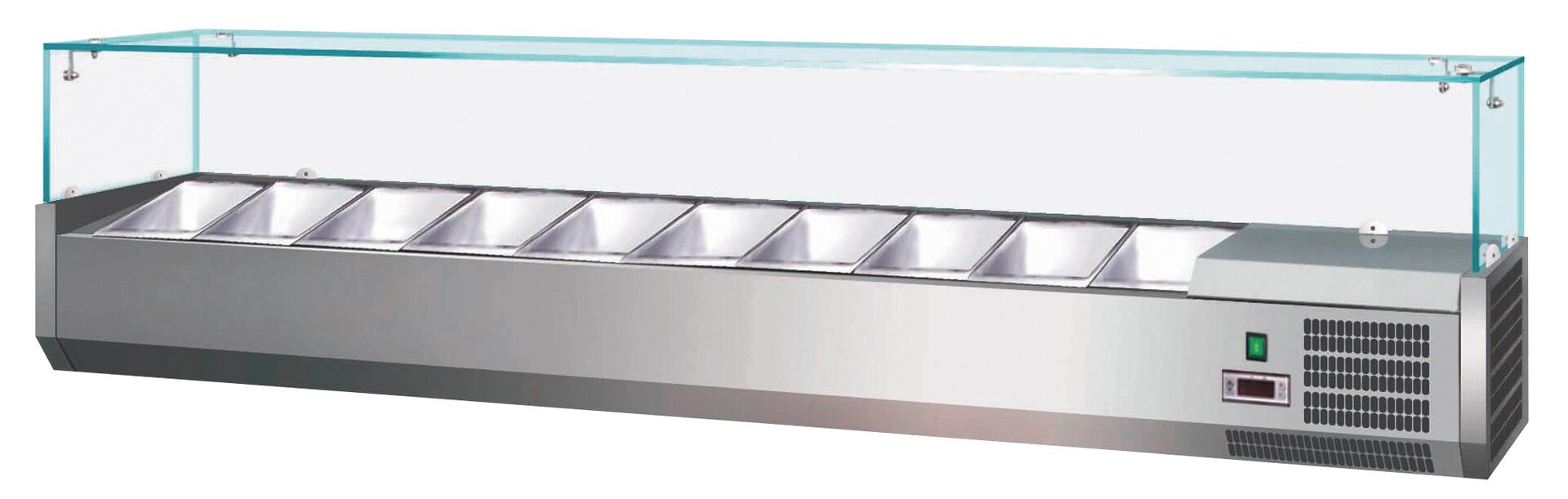 Kühlaufsatzvitrine 8 x GN 1/3 H=150 mm, 1800 x 395 x 435 mm