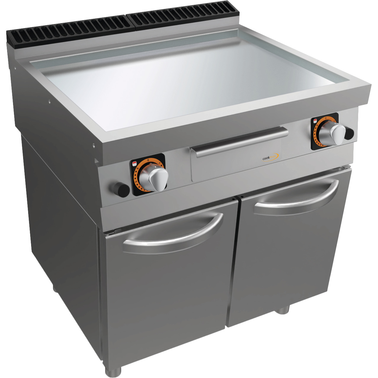 Gas-Grillplatte, glatt, verchromt, mit Unterbau mit Türen