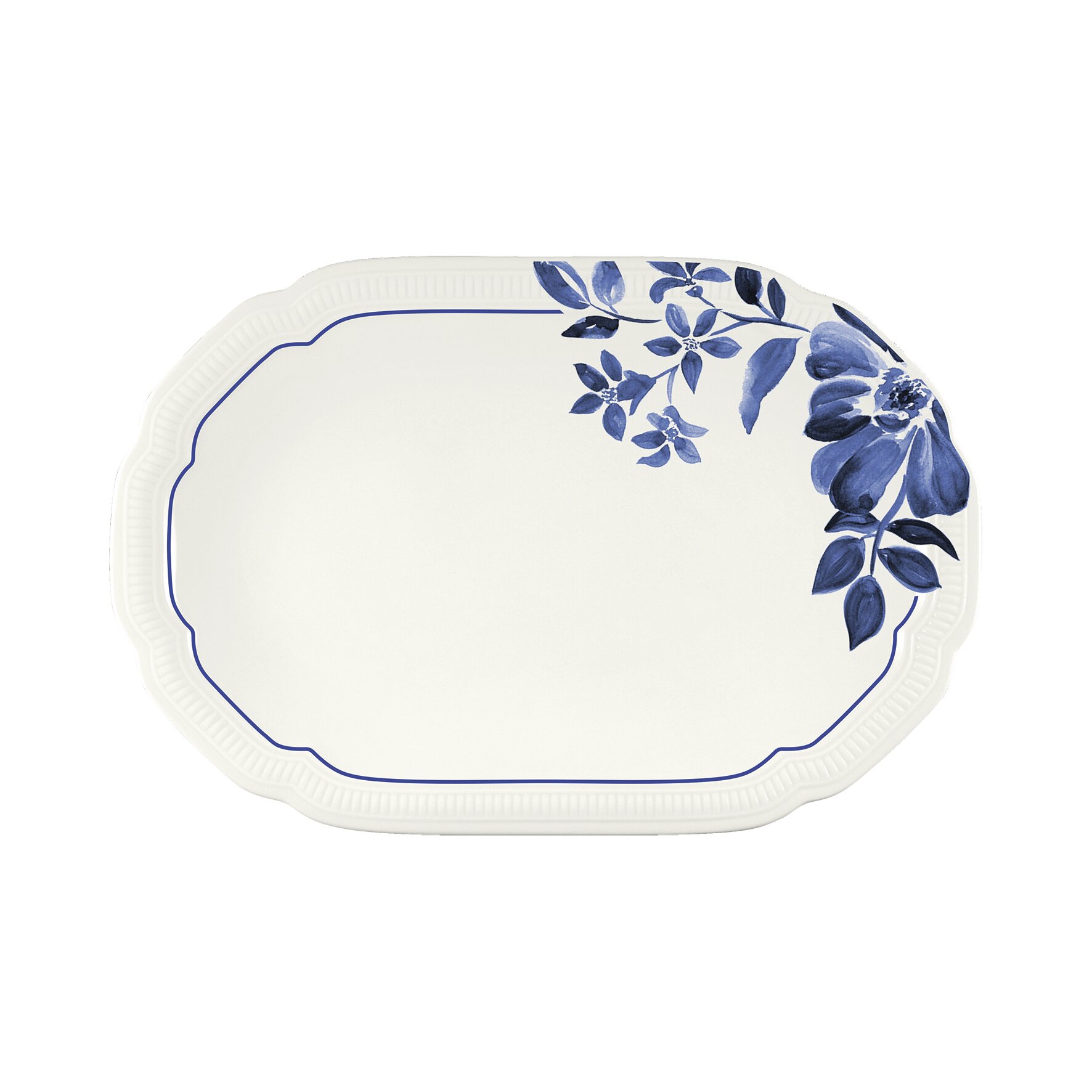 Floral Charm, Coupplatte oval mit Relief 239 x 158 mm blue