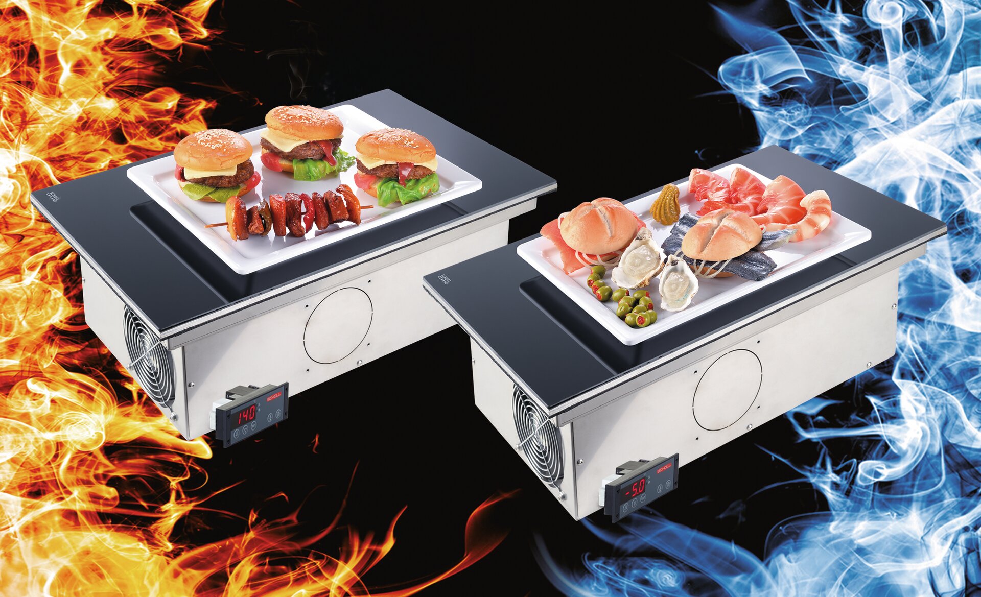 Heiß-Kalt-Platte CP 1325 S / 4 x GN 1/1 / Ceranglas schwarz